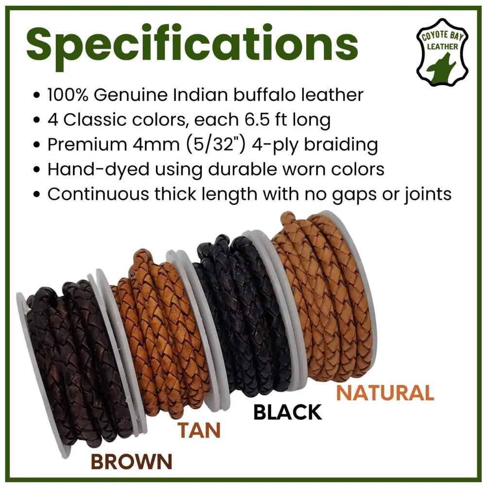 round braided leather cord features