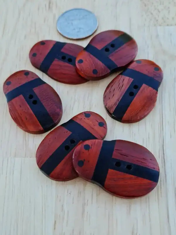 Ebony Wood Bug-Design Button Set of 6