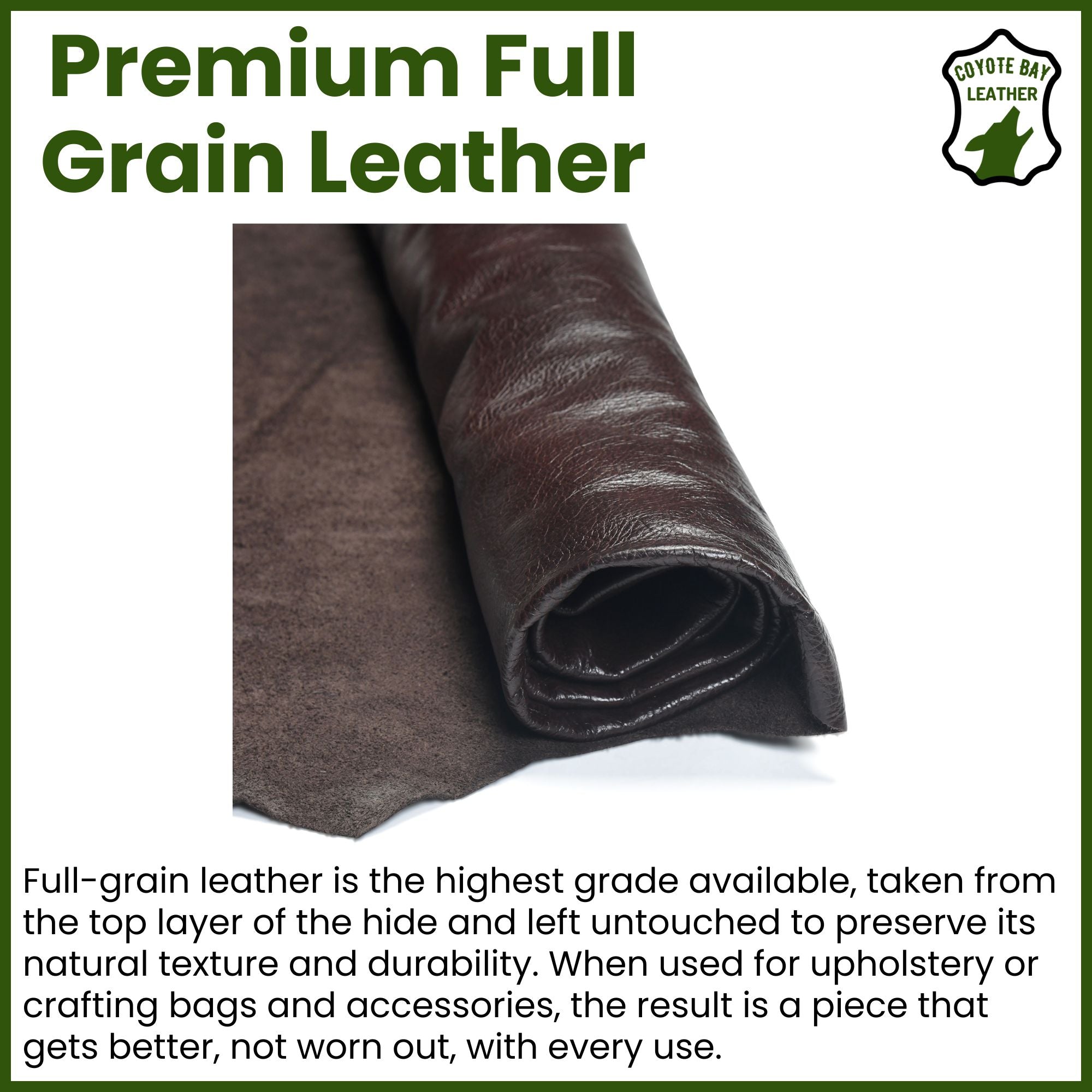 Full grain buffalo leather hide, brown