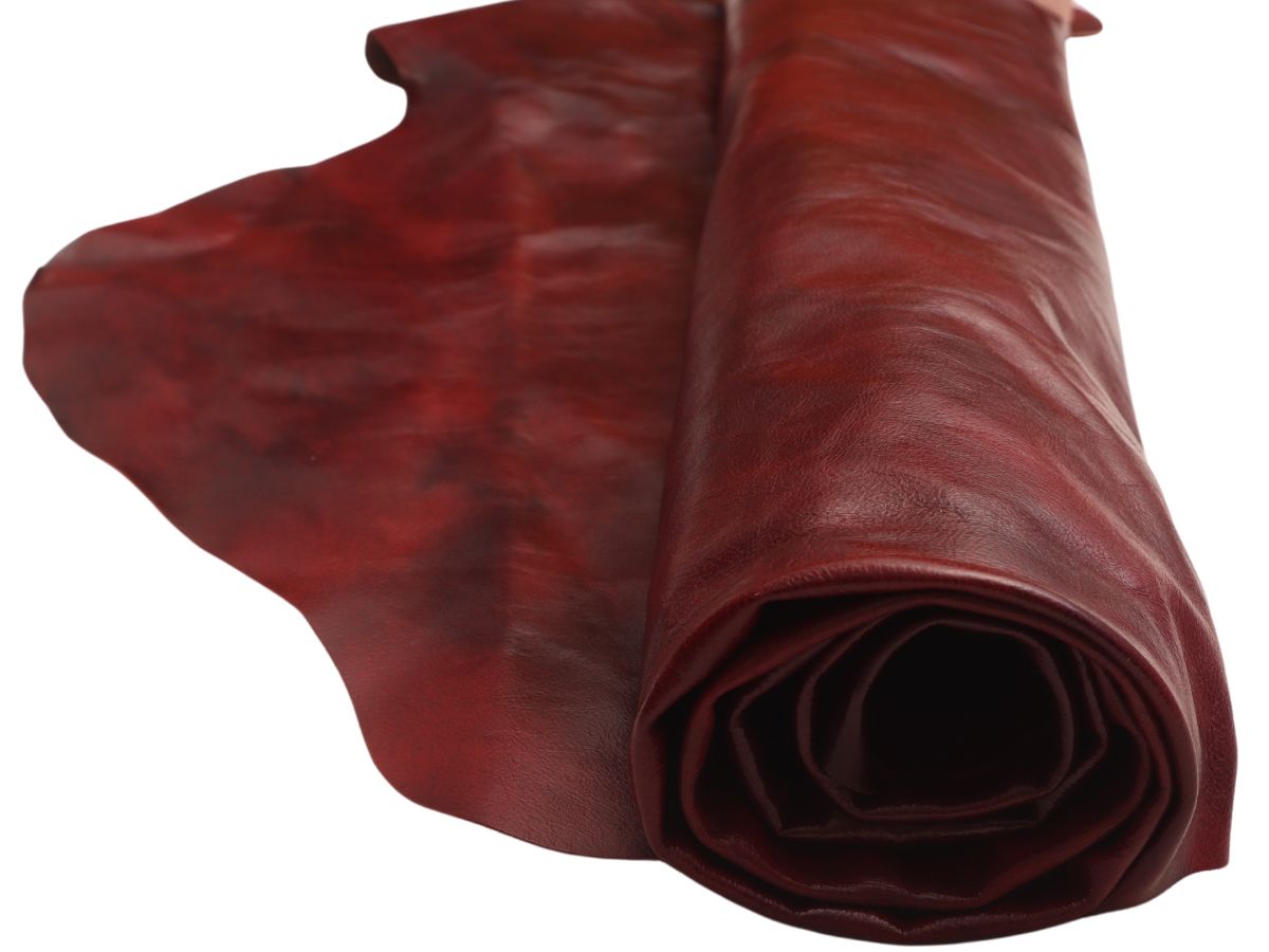 Full grain polished buffalo upholstery leather hide, brown