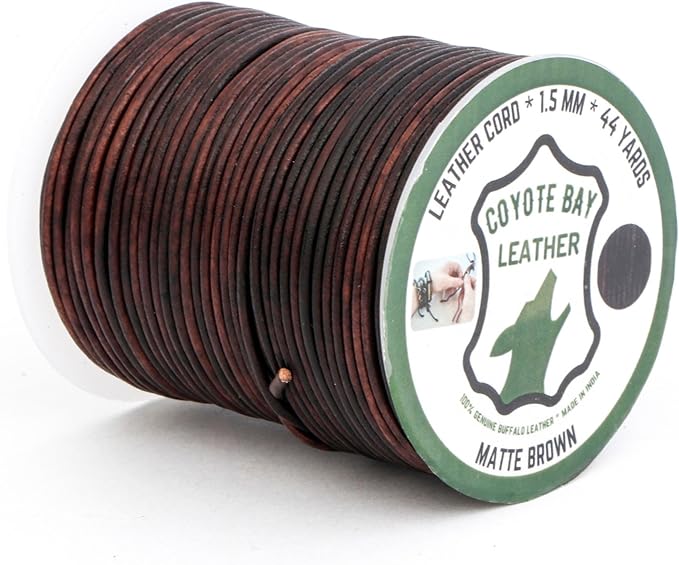 Round Leather Cord Classic Matte Finish, 4 Colors