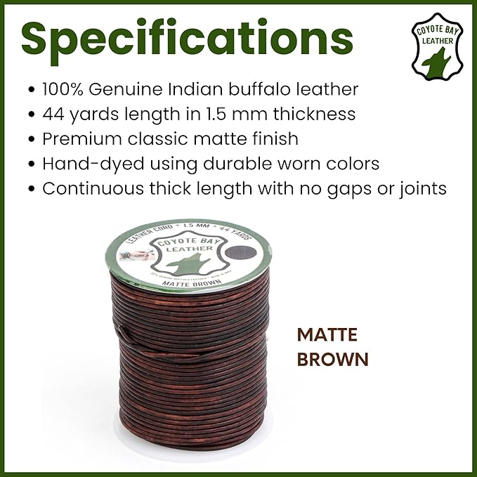 Round Leather Cord in 4 Shades of Brown