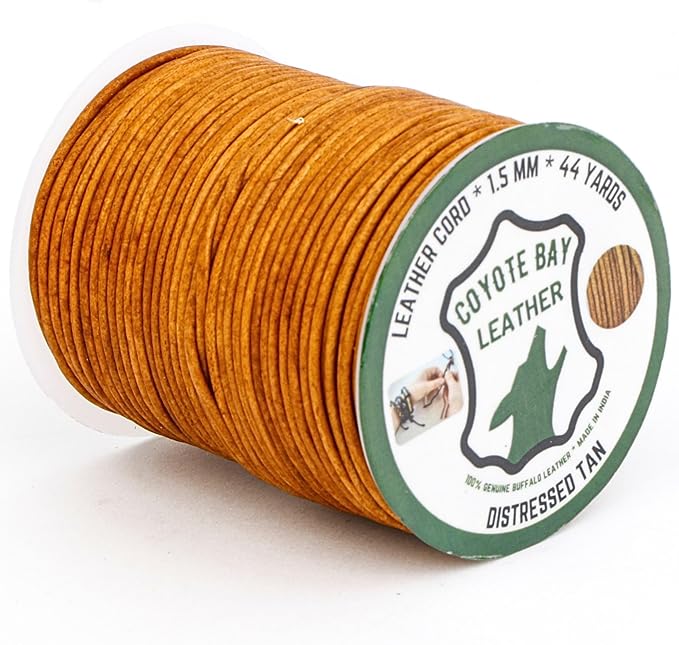 Round Leather Cords Distressed, 4 Colors: Brown, Tan, Teal, and Cherry