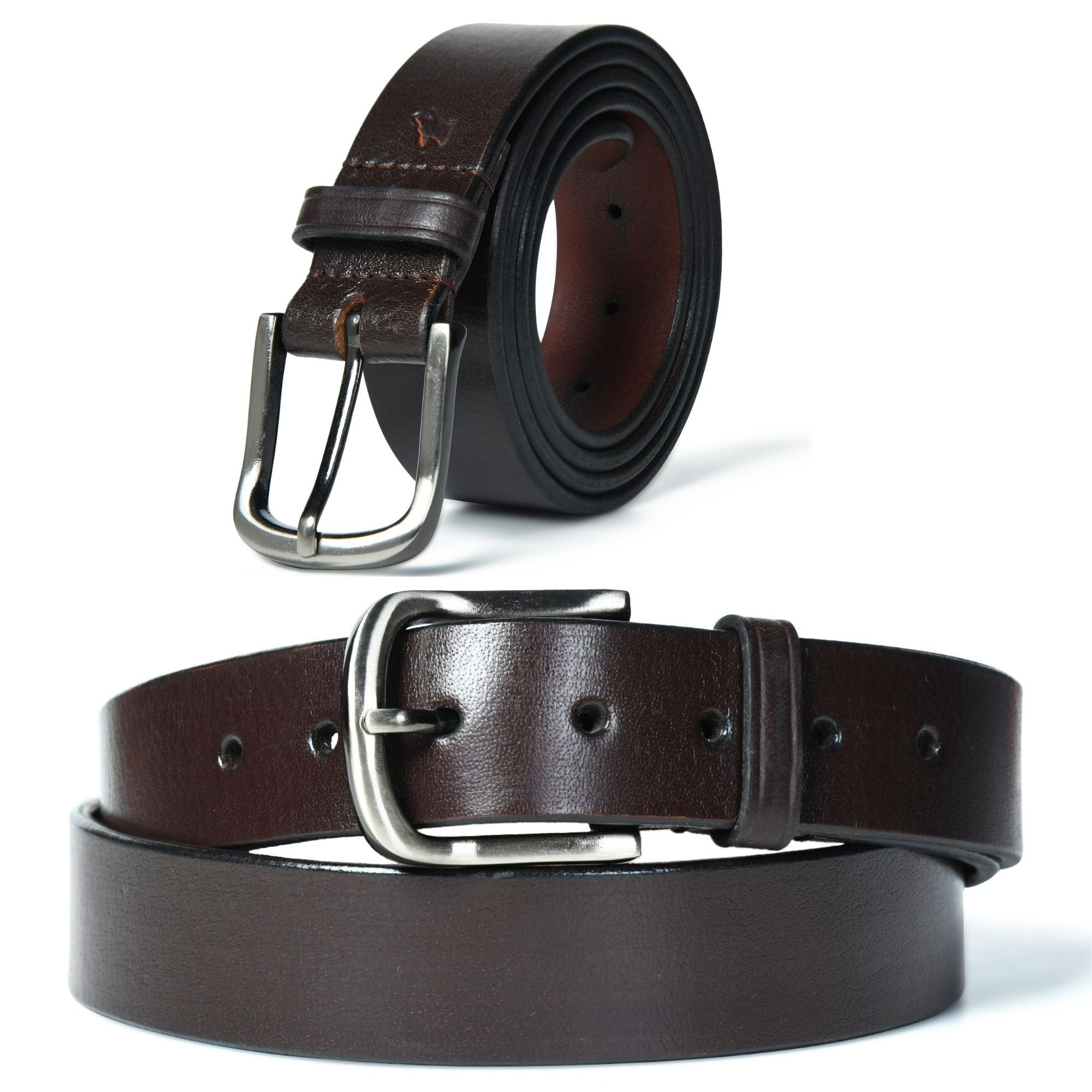 Bisonzo Mens Premium Full Grain Thick Leather Belt for Everyday Use