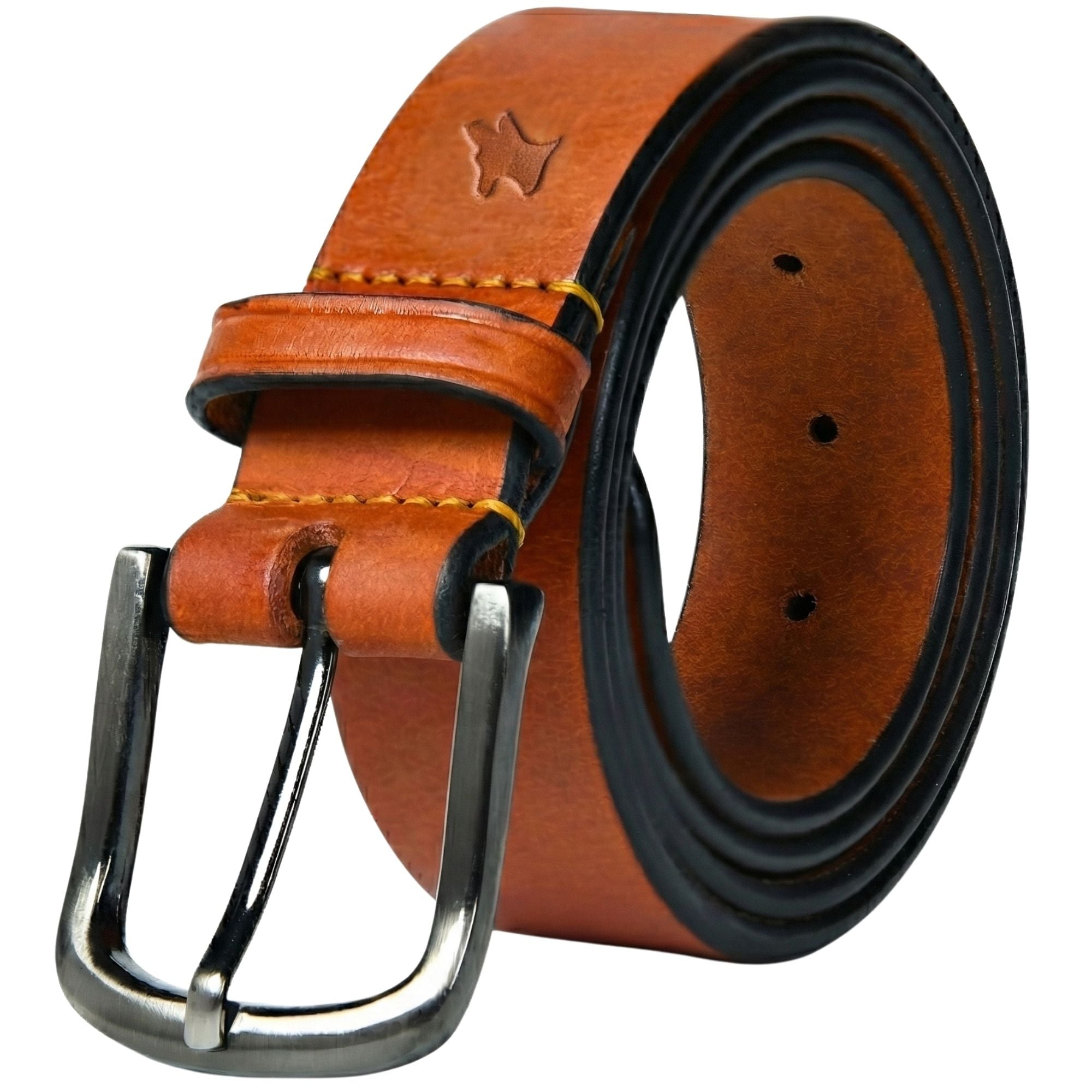 Bisonzo Mens Premium Full Grain Thick Leather Belt for Everyday Use