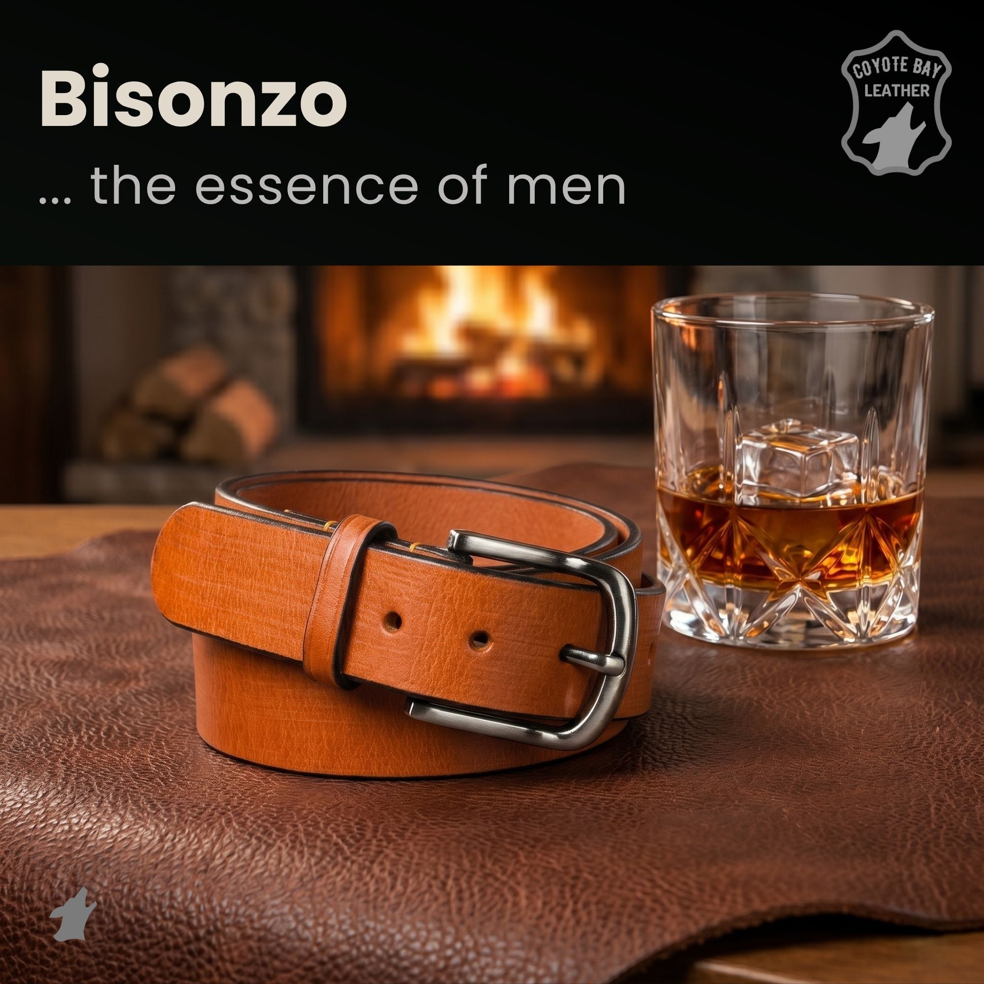 Bisonzo Mens Premium Full Grain Thick Leather Belt for Everyday Use