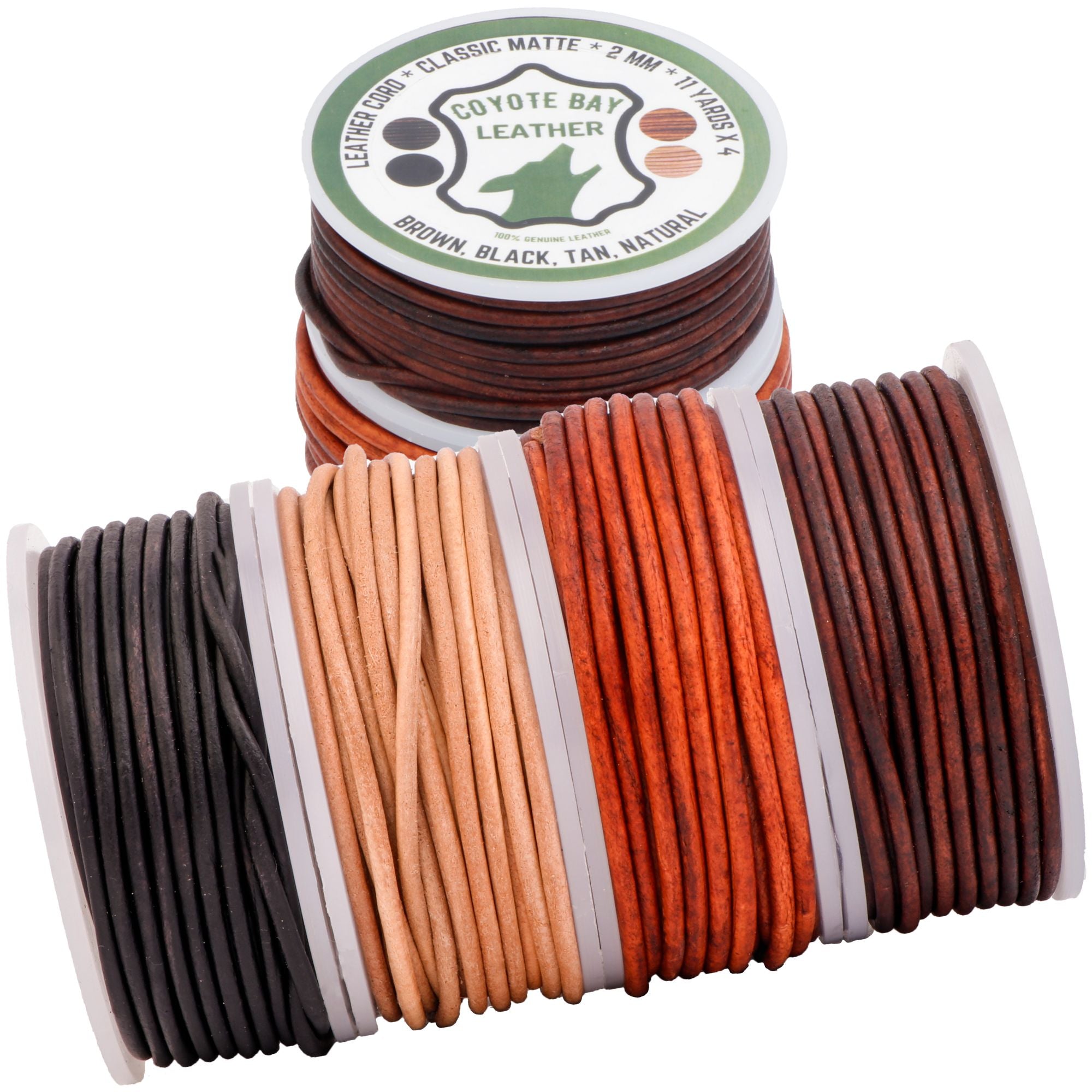 Round Leather Cord Classic Matte Finish, 4 Colors