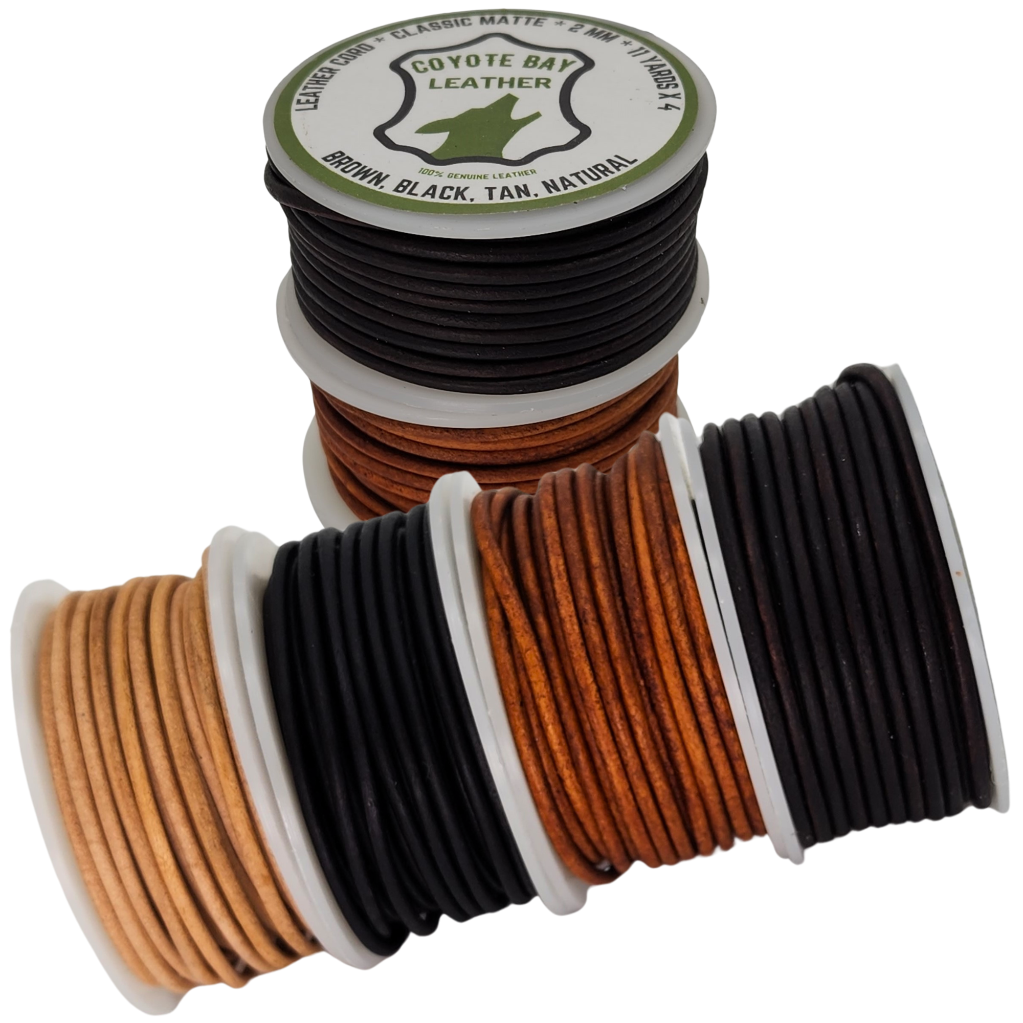 Round Leather Cord Classic Matte Finish, 4 Colors