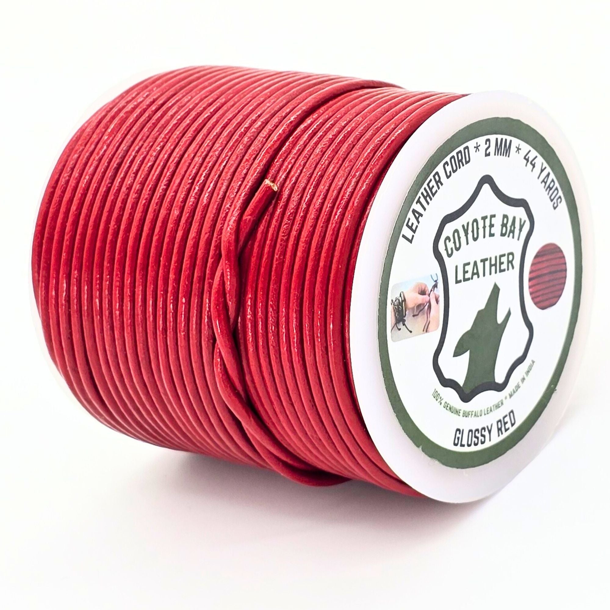 Round Leather Cords in Glossy Finish, 4 Southwestern Colors: Red, Turquoise, Grey, Henna