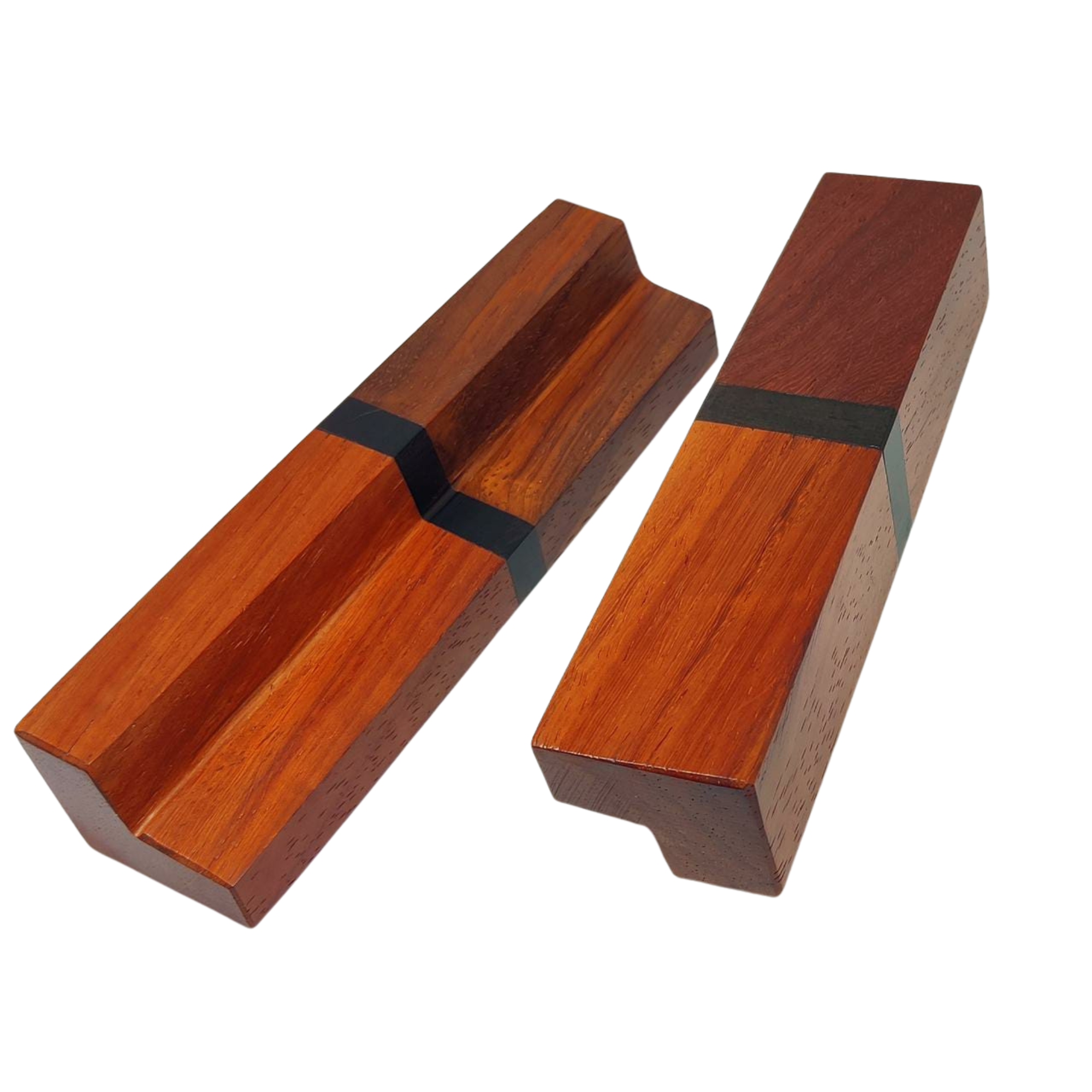 Handmade Wood Drawer Pulls, Padauk and Ebony, Pack of 2