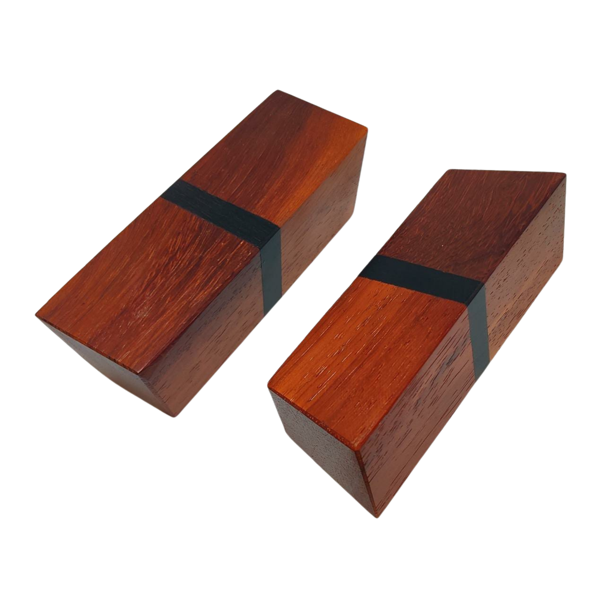 Handmade Wood Drawer Pulls, Padauk and Ebony, Pack of 2