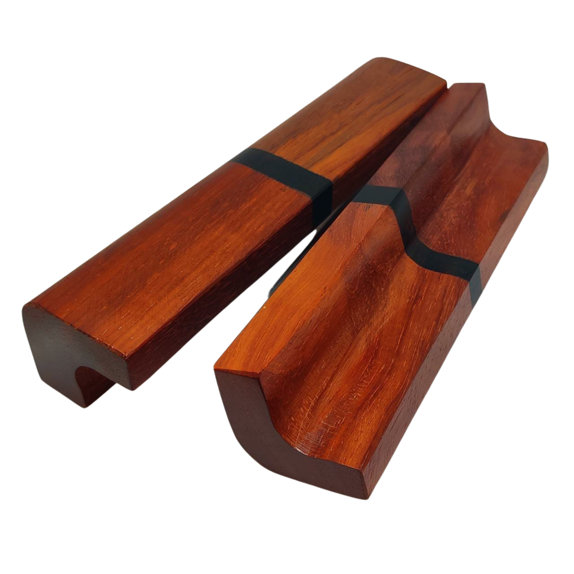 Handmade Wood Drawer Pulls, Padauk and Ebony, Pack of 2