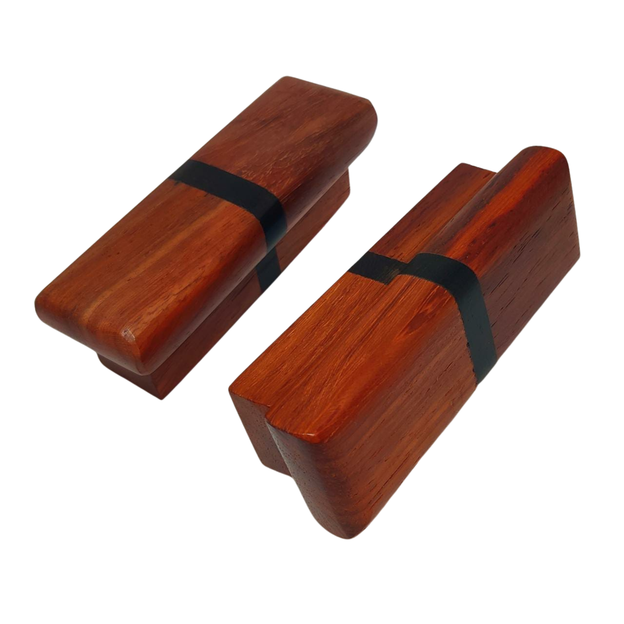 Handmade Wood Drawer Pulls, Padauk and Ebony, Pack of 2