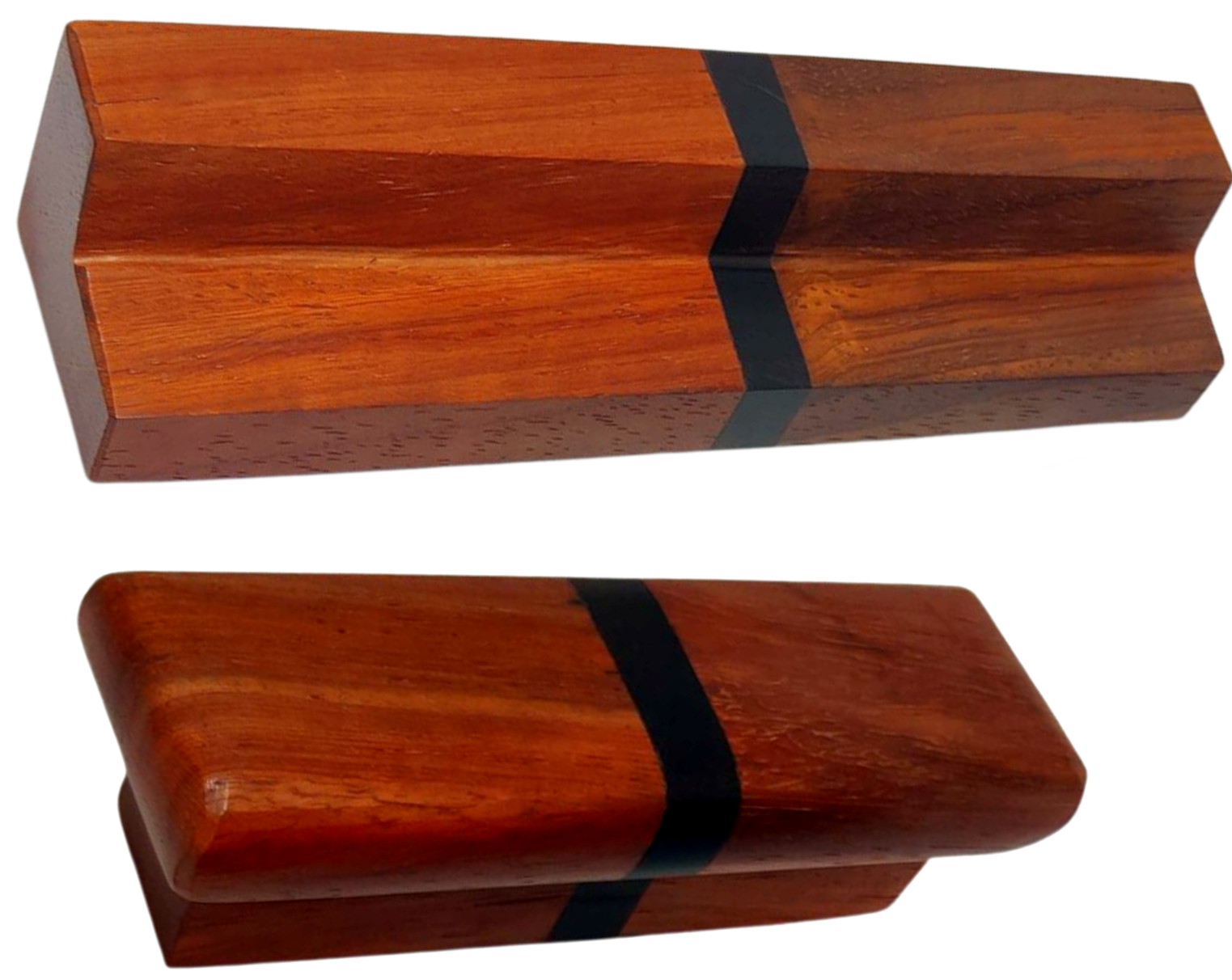 Handmade Wood Drawer Pulls, Padauk and Ebony, Pack of 2