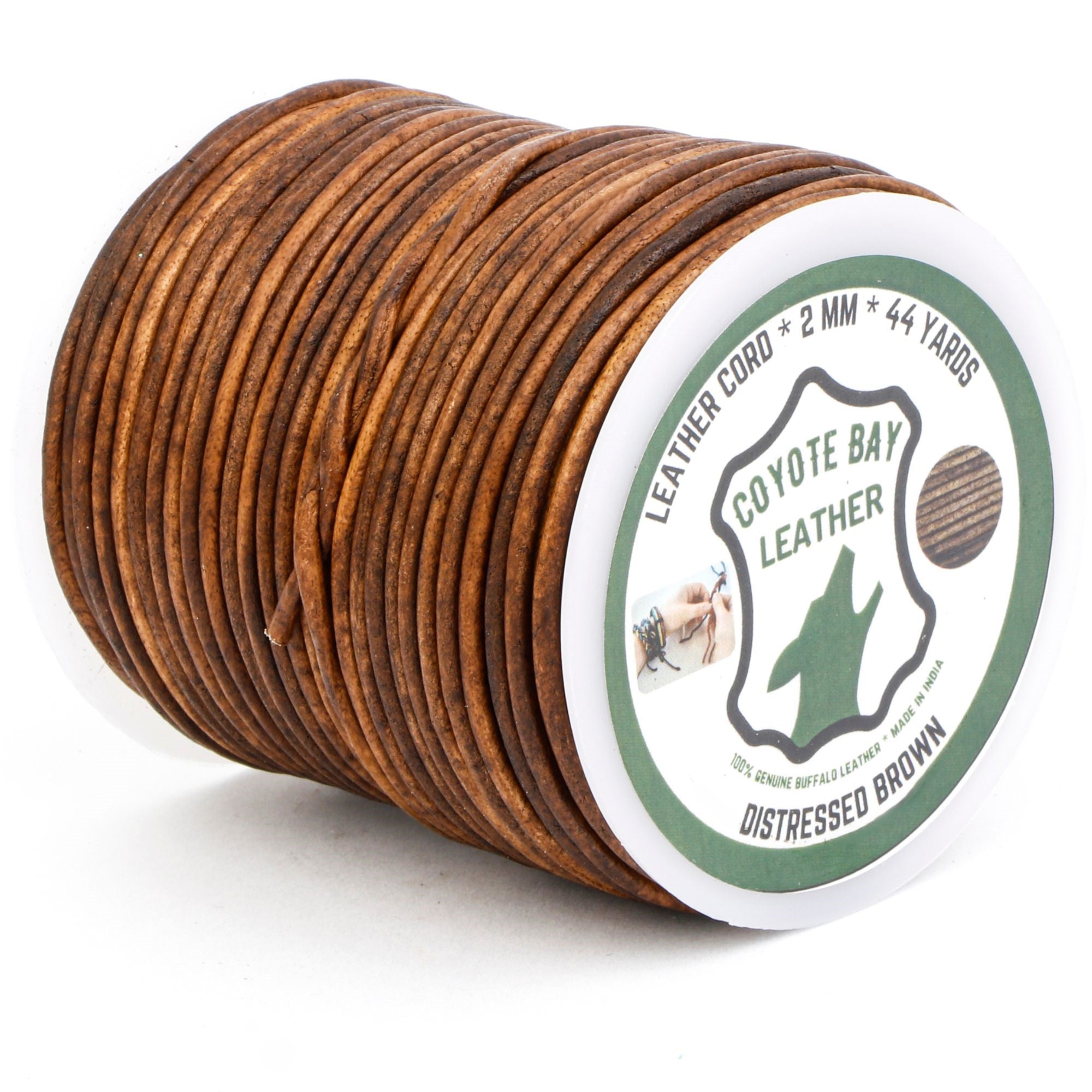 Round Leather Cords Distressed, 4 Colors: Brown, Tan, Teal, and Cherry