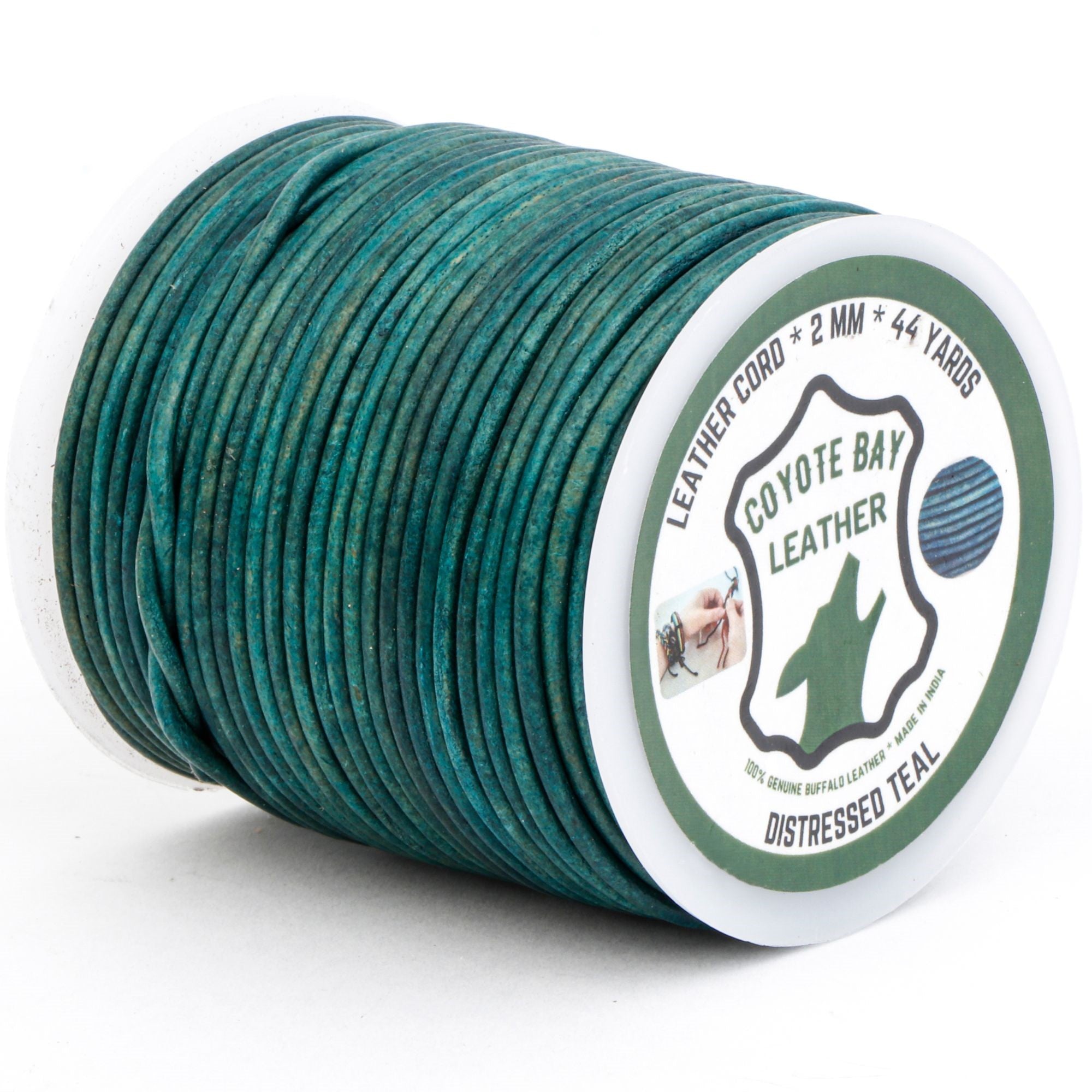 Round Leather Cords Distressed, 4 Colors: Brown, Tan, Teal, and Cherry