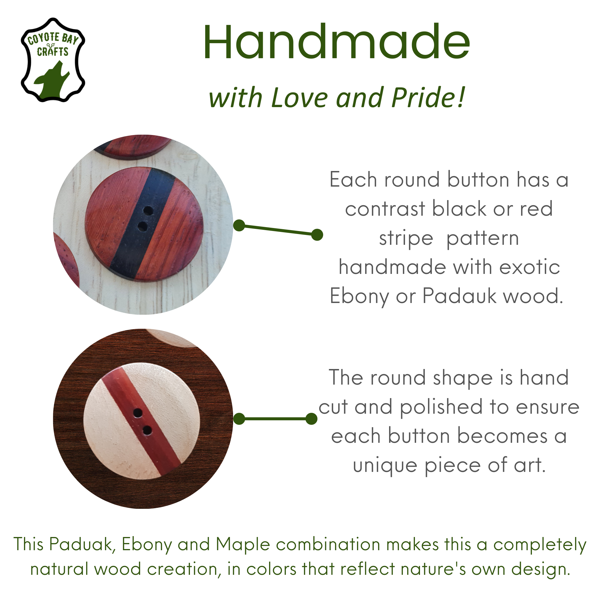 Handmade Round Wood Buttons