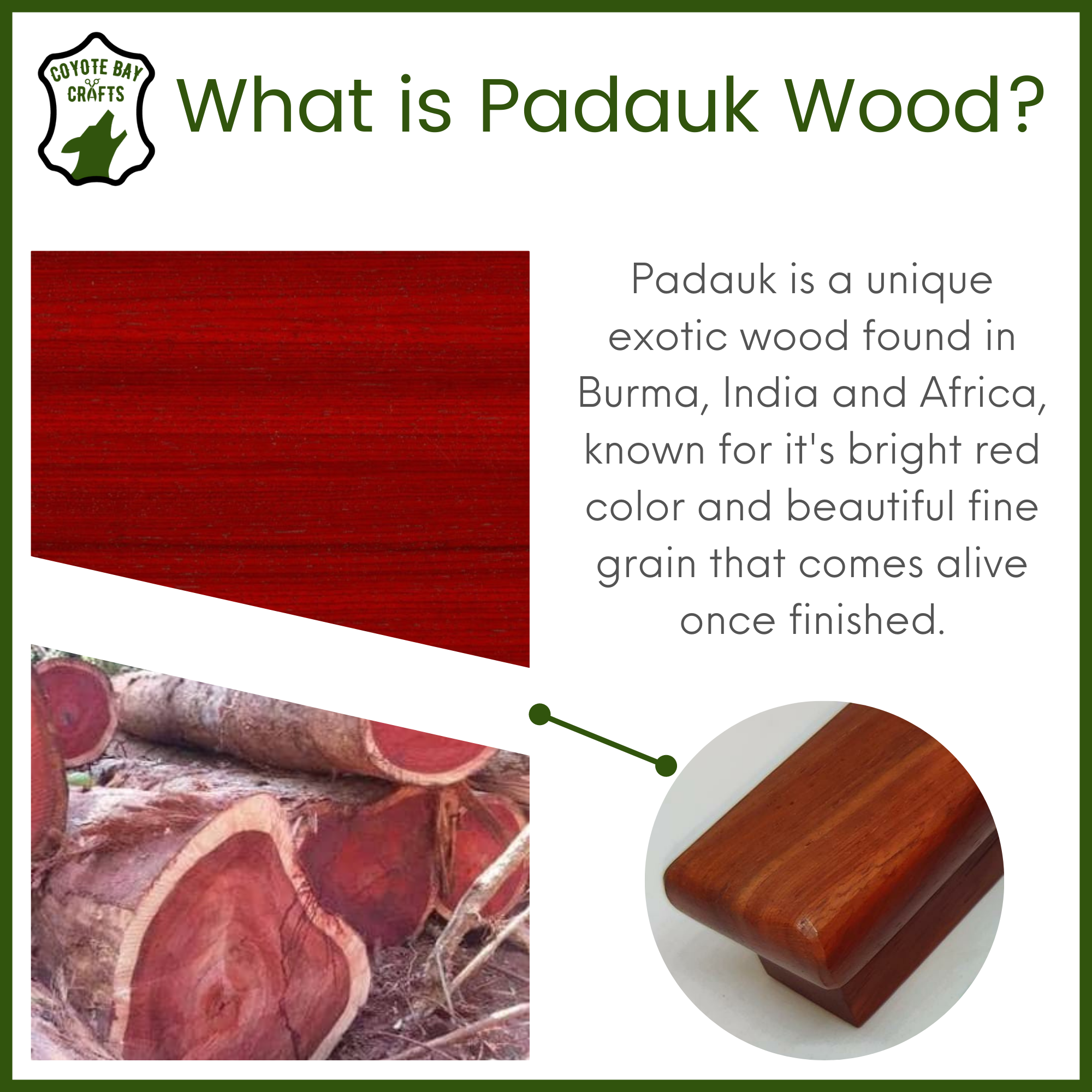 Handmade Wood Drawer Pulls, Padauk and Ebony, Pack of 2
