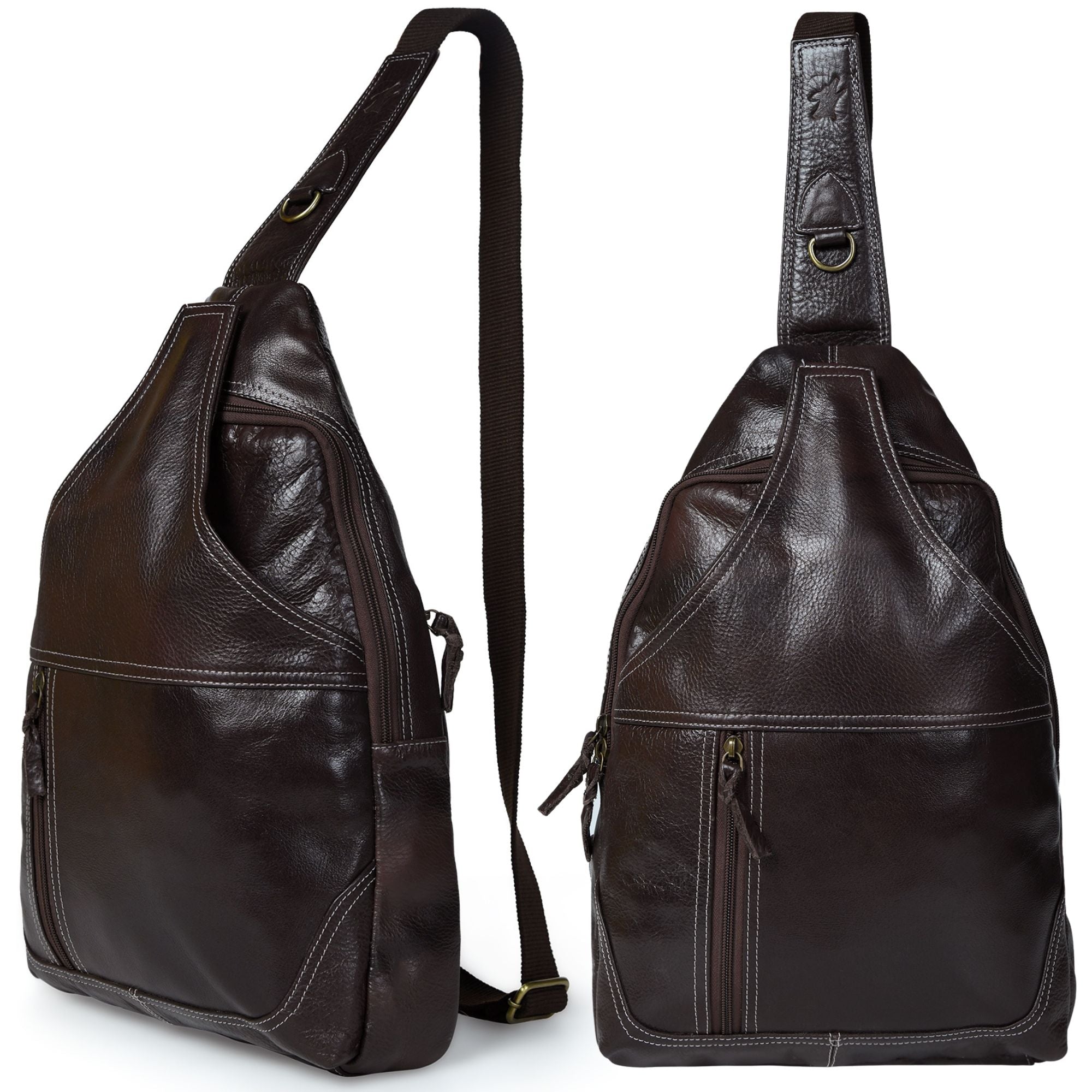 HideSling Premium Full Grain Leather Laptop Sling Bag, Large Crossbody Shoulder Bag