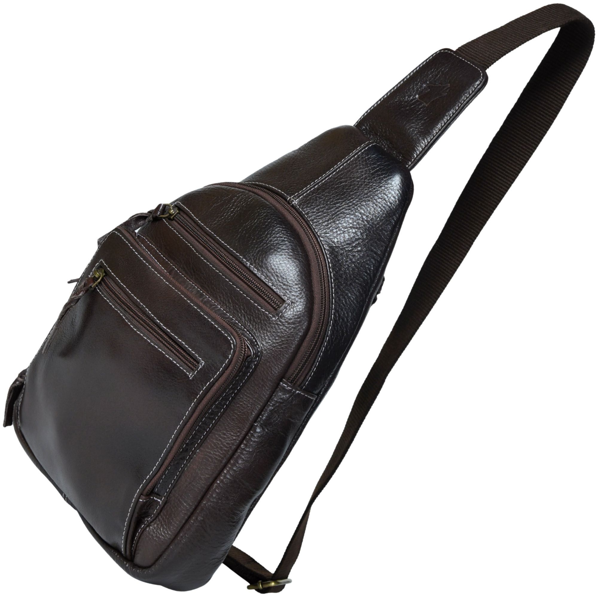 HideSling Premium Full Grain Leather Compact Sling Crossbody Bag for Travel Work Poker