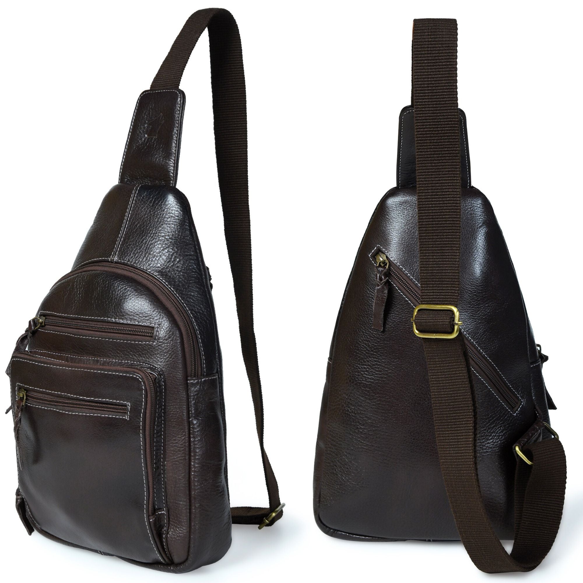 HideSling Premium Full Grain Leather Compact Sling Crossbody Bag for Travel Work Poker