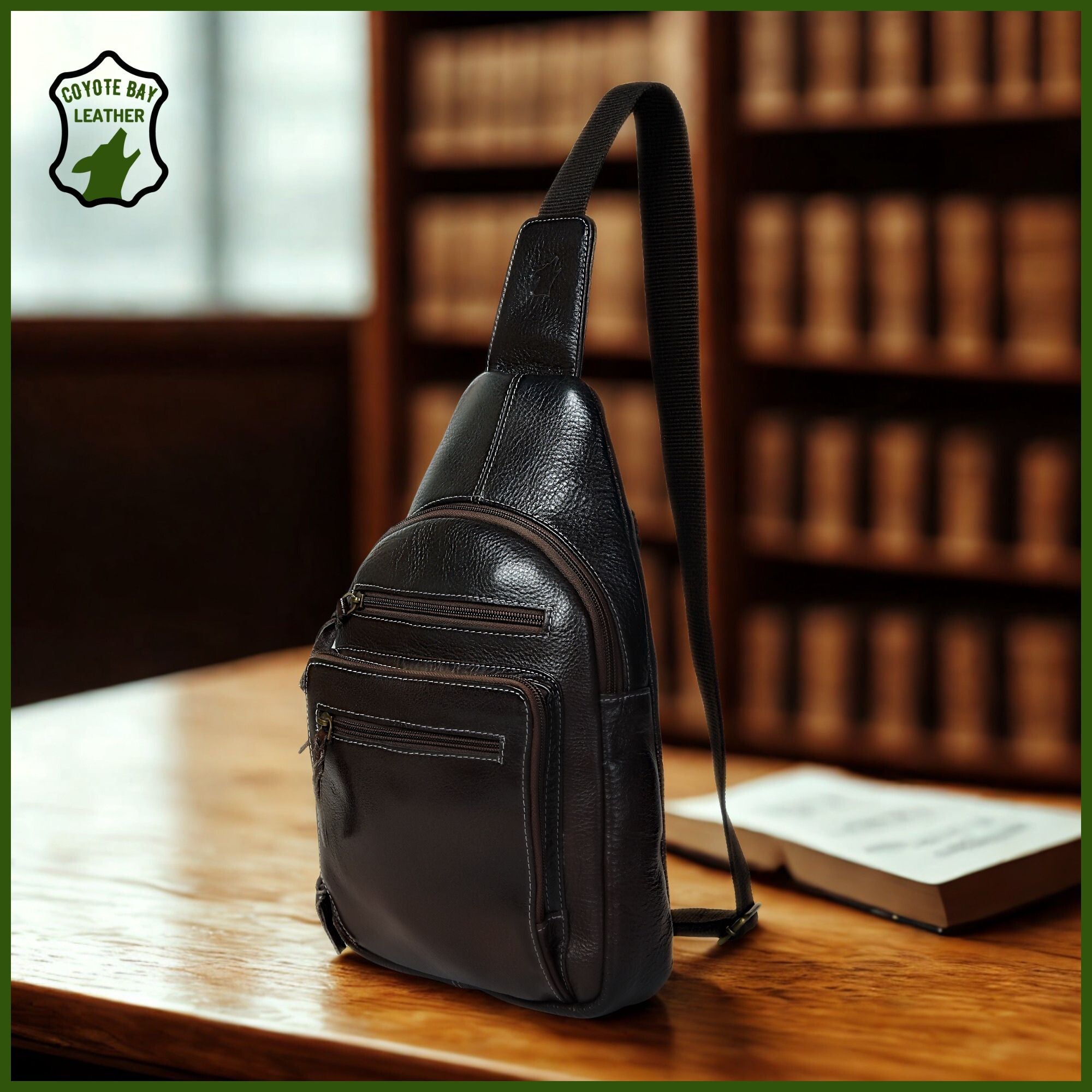 HideSling Premium Full Grain Leather Compact Sling Crossbody Bag for Travel Work Poker