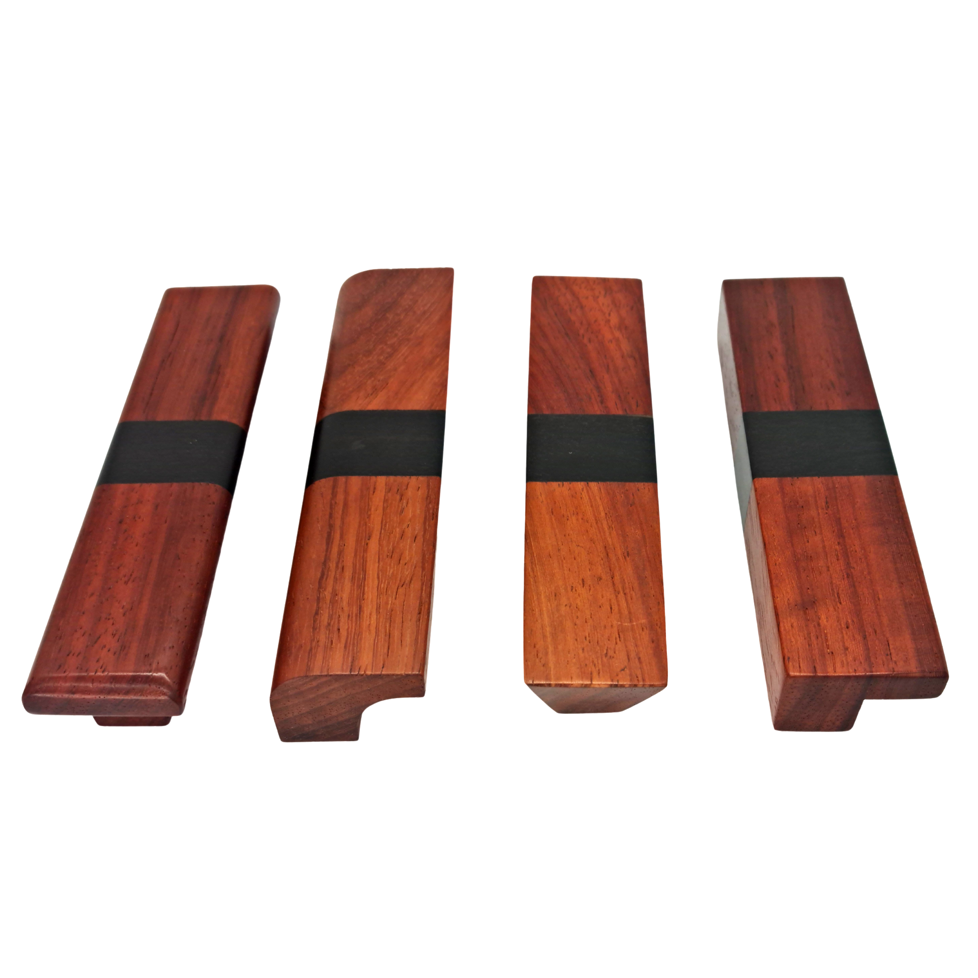 Handmade Wood Drawer Pulls, Padauk and Ebony, Pack of 2